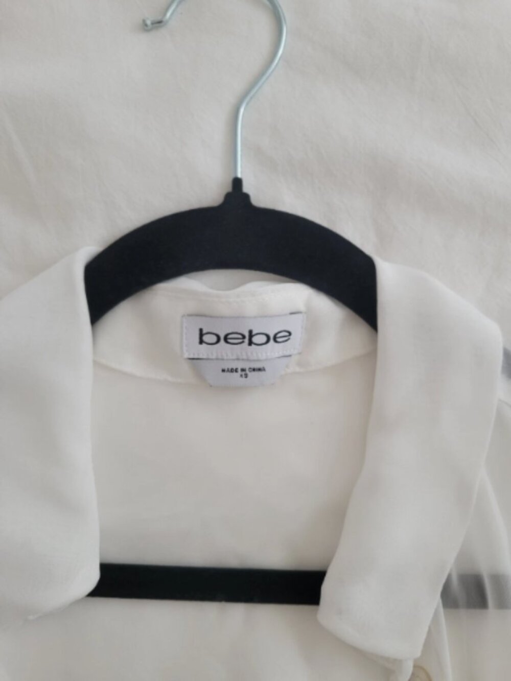 Bebe White Sheer Chiffon Button Up Shirt XS Size Long Sleeve Lightweight Blouse - Picture 5 of 9